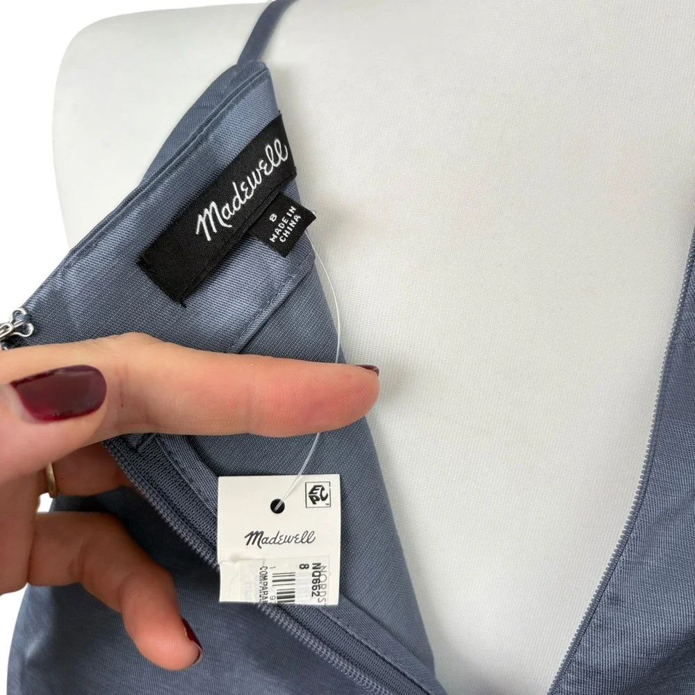 Madewell Gray Slip Dress Spaghetti Strap Square‎ Neck Mini A Line Size 8